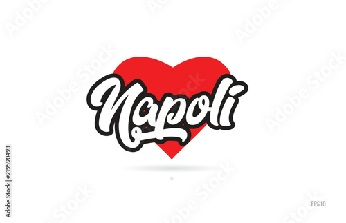 napoli city design typography with red heart icon logo