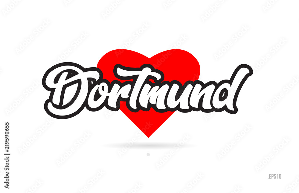 Obraz premium dortmund city design typography with red heart icon logo