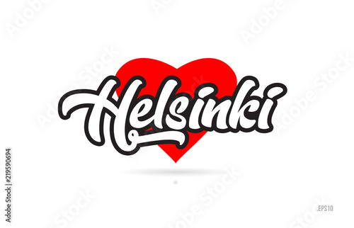 helsinki city design typography with red heart icon logo