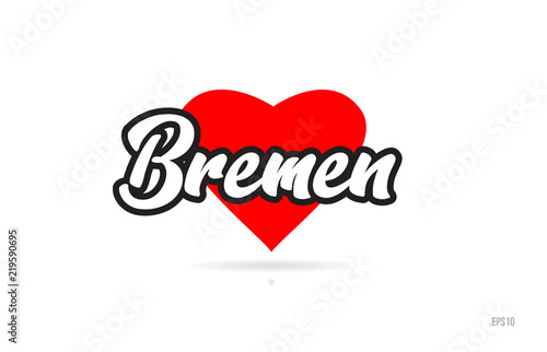 bremen city design typography with red heart icon logo