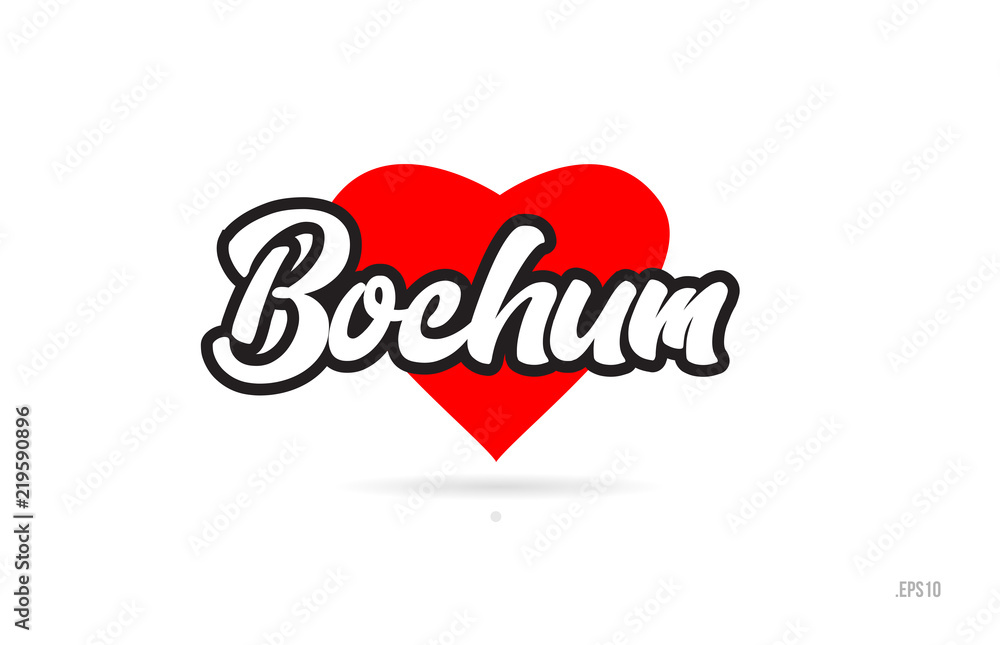 bochum city design typography with red heart icon logo