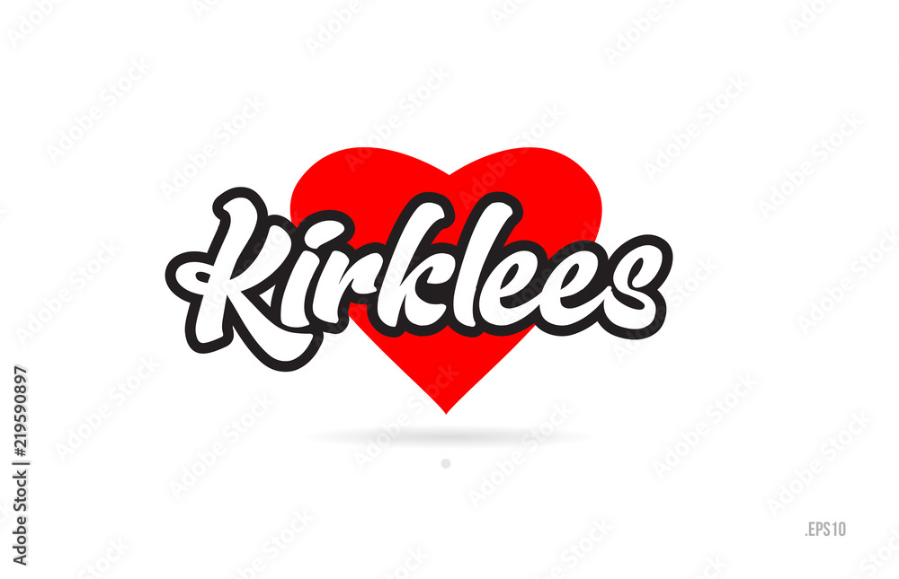 kirklees city design typography with red heart icon logo
