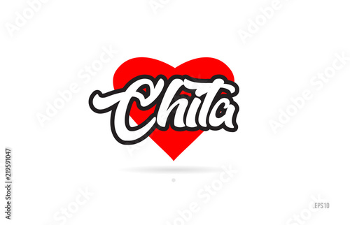 chita city design typography with red heart icon logo