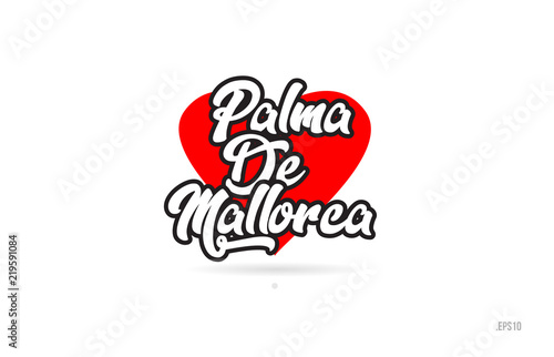 palma de mallorca city design typography with red heart icon logo