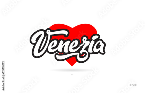 venezia city design typography with red heart icon logo