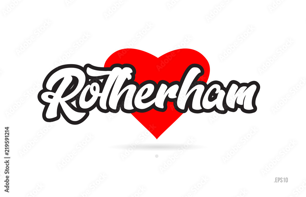 rotherham city design typography with red heart icon logo