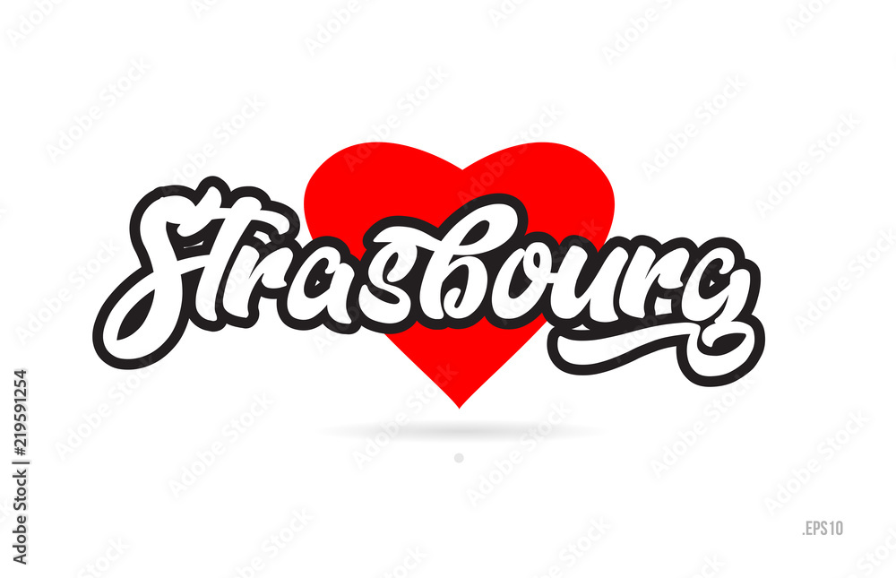 strasbourg city design typography with red heart icon logo strasbourg city design typography with red heart icon logo
