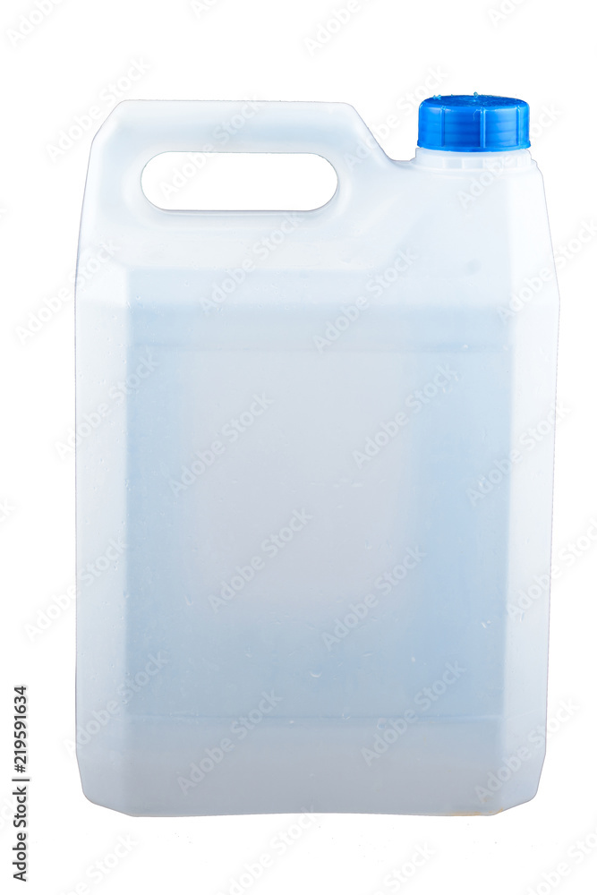 Plastic canister on white background with clipping path