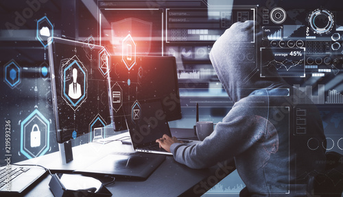 Obraz na plátně Hacking and criminal concept