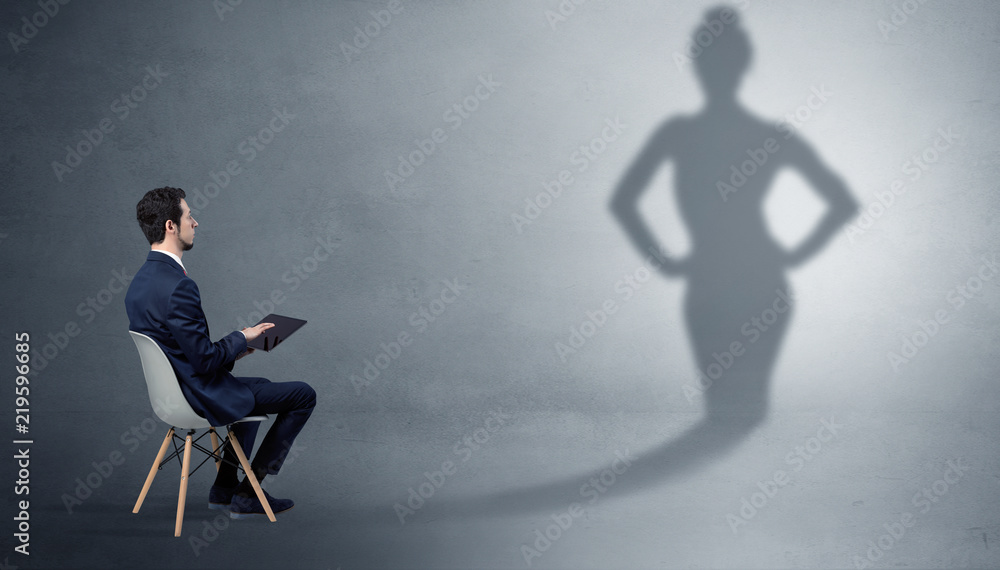 Rich businessman staying and offering stuffs to a pretty shadow woman
Rich businessman staying and offering stuffs to a pretty shadow woman