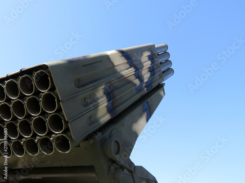 Принти на полотні Russian missile launcher BM-21 Grad on blue sky background
