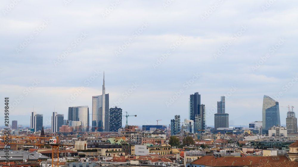 Fototapeta premium Mediolan, Włochy, widok dzielnicy finansowej