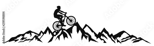 Cyclist in the mountains – stock vector
