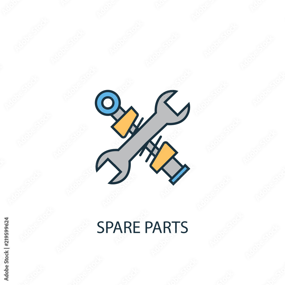 spare parts concept 2 colored line icon. Simple yellow and blue element ...