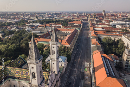 Aerial view of city center of Munich