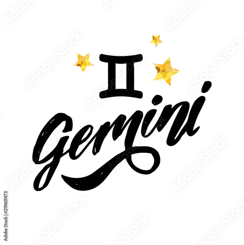 Gemini lettering Calligraphy Brush Text horoscope Zodiac sign