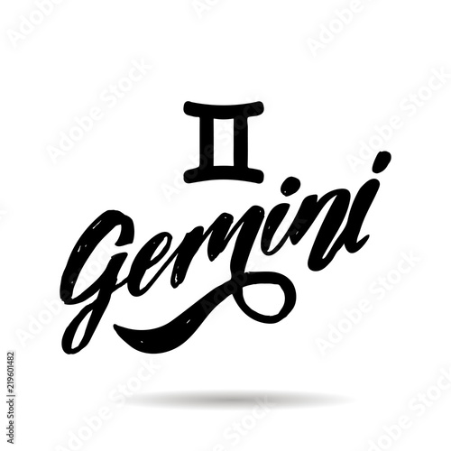 Gemini lettering Calligraphy Brush Text horoscope Zodiac sign