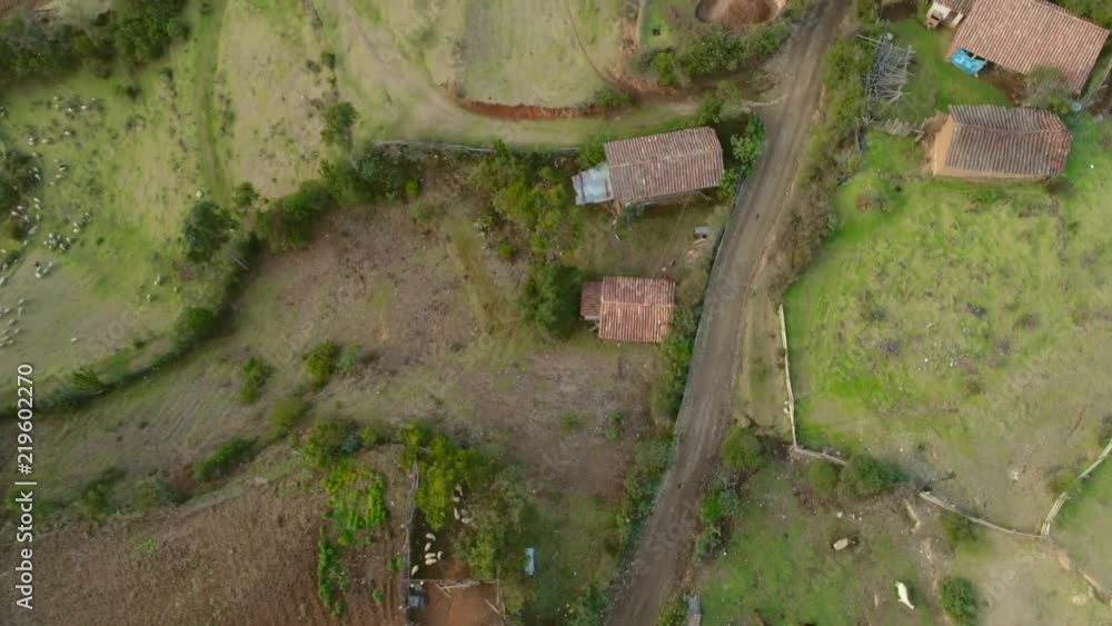 Aerial of a old village in South America Aerial of a old village in South America