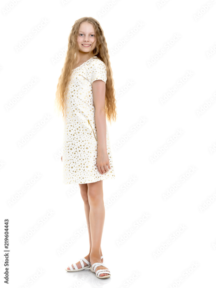 Beautiful school girl with long silky hair. Beautiful school girl with long silky hair.