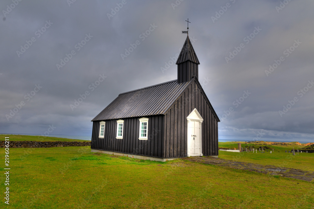 Búðakirkja Church black