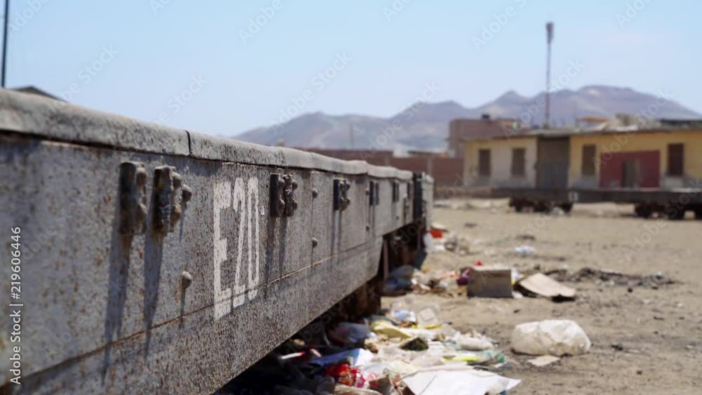 Ghost town with rails in Peru Ghost town with rails in Peru