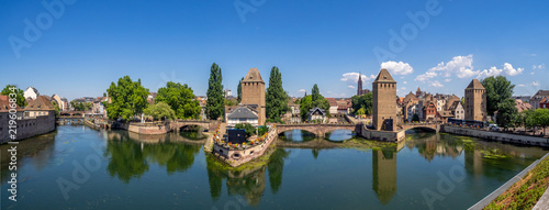 The Towers of Ponts Couverts in Strasbourg. Strasbourg is the capital and largest city of the Grand Est region of France and is the official seat of the European Parliament.