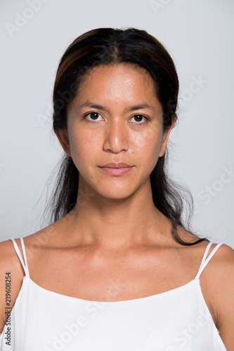 Asian Woman before make up hair style. no retouch, fresh face