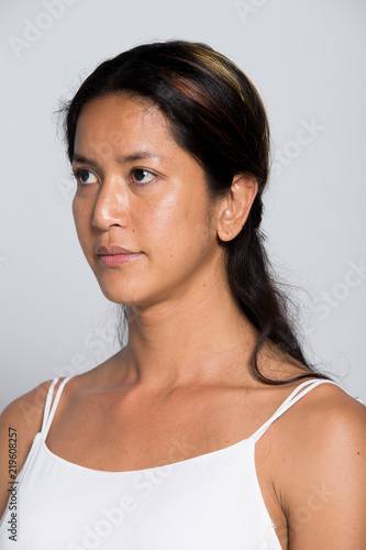 Asian Woman before make up hair style. no retouch  fresh face