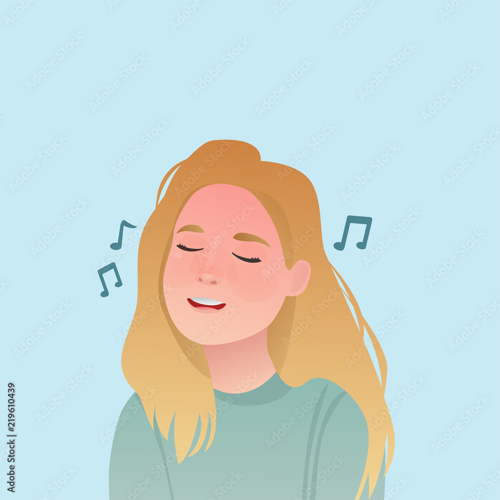 Girl Singing Expression Cute Cartoon Illustration Girl Singing Expression Cute Cartoon Illustration