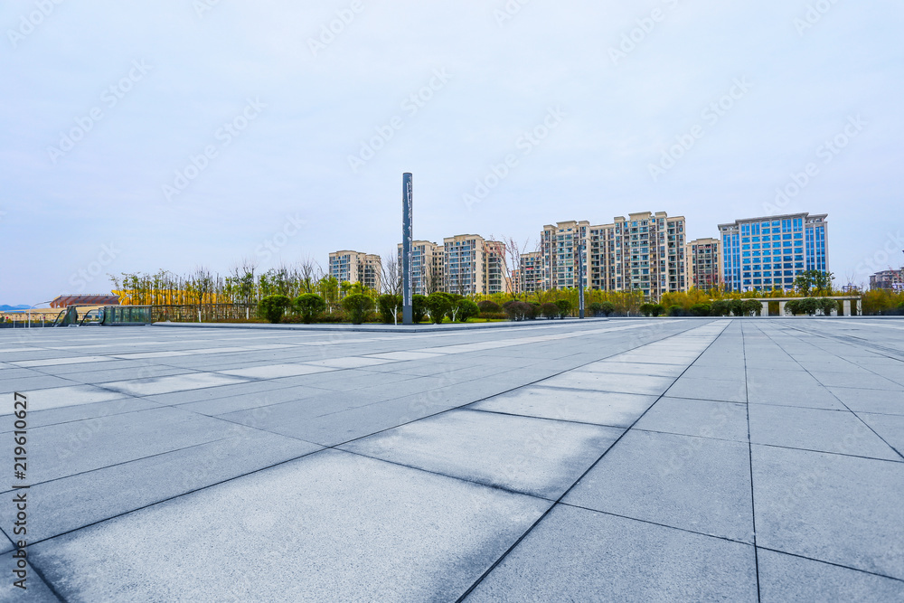 Broad unmanned city park square Broad unmanned city park square