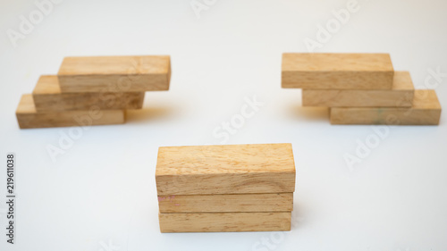 wood block on white background. wooden game with blocks