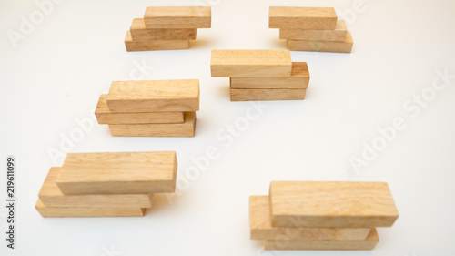 wood block concept Business diversification concept on white background