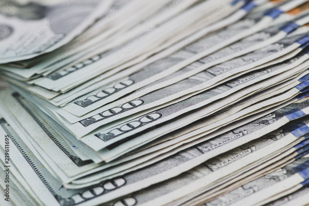 US dollar close up. Macro shot of a 100 dollar. US dollar close up. Macro shot of a 100 dollar.