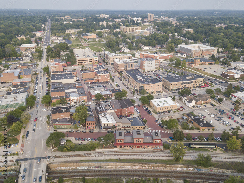 Kent Ohio, Aerial view of Kent & Kent State University