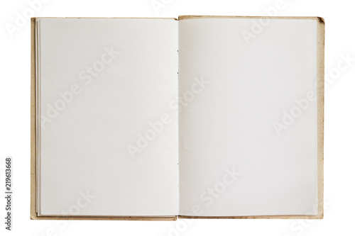 Konstfotografi Open old book isolated on white background.