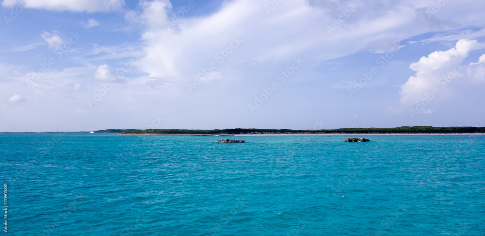 Beautiful scene of an island in Exuma, Bahamas
