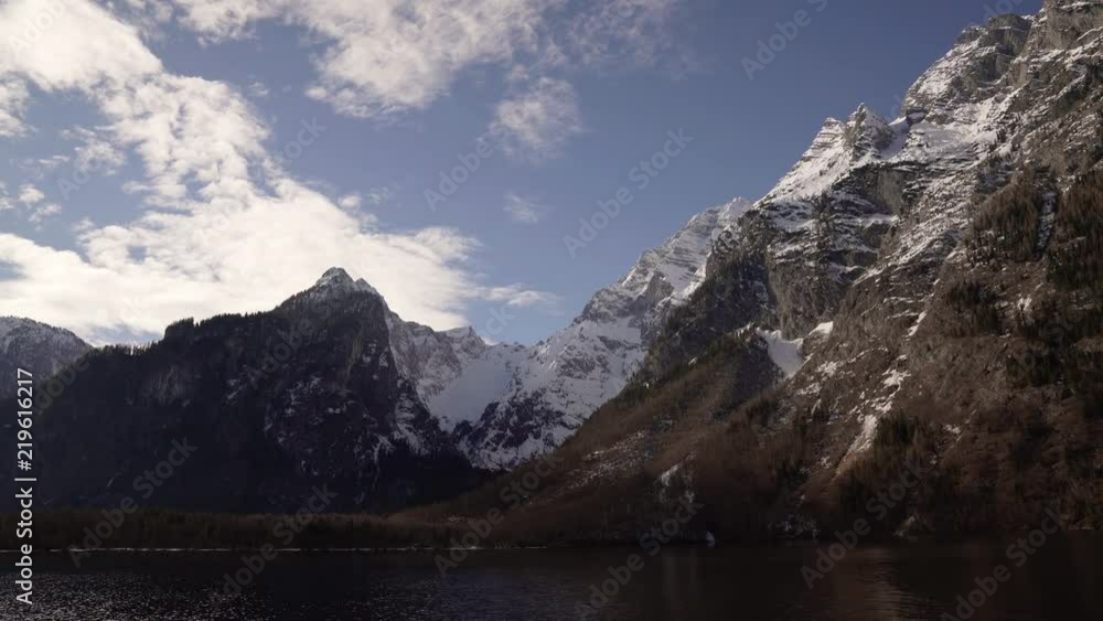 The lake Königssee in winter in Germany, Bavaria The lake Königssee in winter in Germany, Bavaria