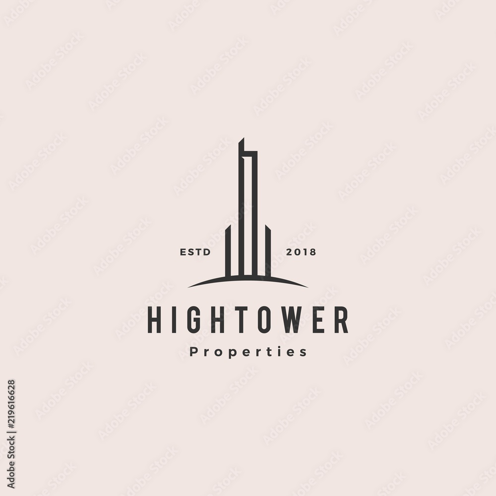 Fototapeta premium high building tower logo hipster vintage retro vector icon illustration