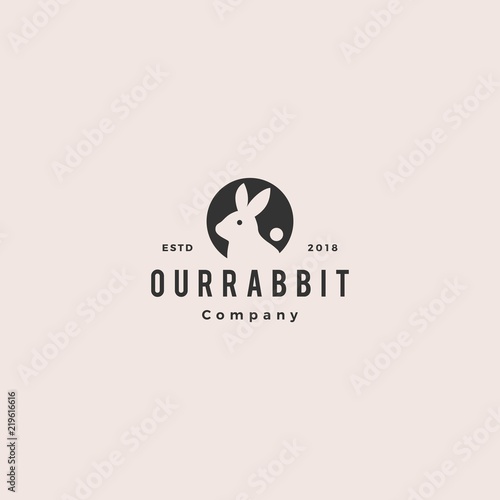 rabbit circle round negative style logo vintage hipster retro icon vector