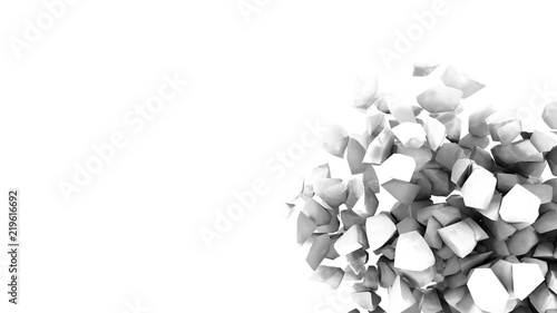 abstract shattered pieces background on white wallpaper