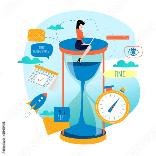Time management, planning events, business organization, optimization, deadline, schedule flat vector illustration design for mobile and web graphics