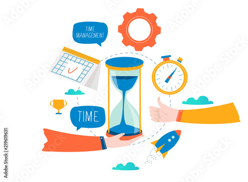 Time management, planning events, business organization, optimization, deadline, schedule flat vector illustration design for mobile and web graphics