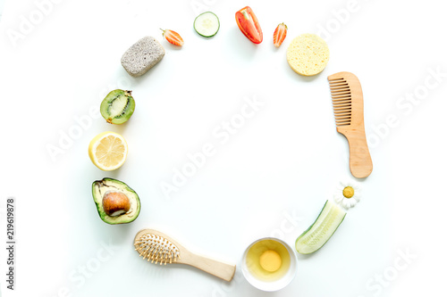 Fresh herbs,fruits and essential oil for skin care © Nichizhenova Elena