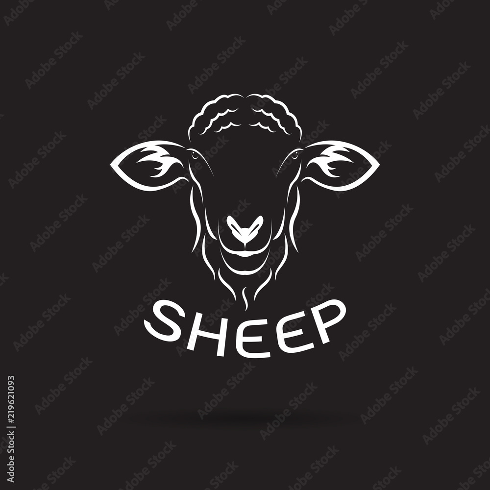 Obraz premium Wektor konstrukcji głowy owiec na czarnym tle. Dzikie zwierzęta. Łatwe edytowanie warstwowych ilustracji wektorowych.