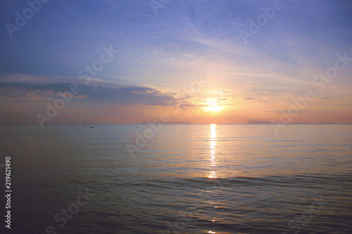 Fototapeta Naklejka Na Ścianę i Meble -  Beautiful sunset on the beach and sea at Koh-Samui in Surat Thani Province, Thailand