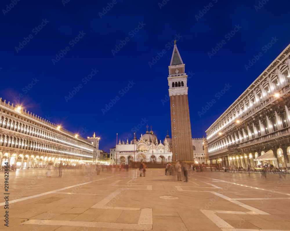 San Marco square at night. Venice travel, Italy