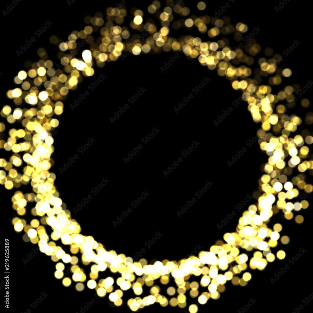 Obraz premium Gold glitter bokeh circle frame