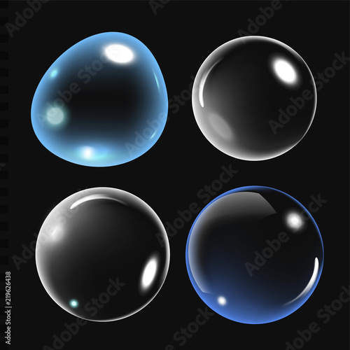 Bubbles under water vector illustration on black background