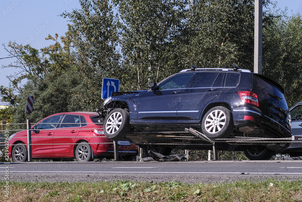 Chehov, Russia - August, 25, 2018: car accident in Chehov, Russia Chehov, Russia - August, 25, 2018: car accident in Chehov, Russia