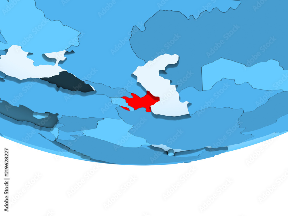 Fototapeta premium Azerbaijan in red on blue map